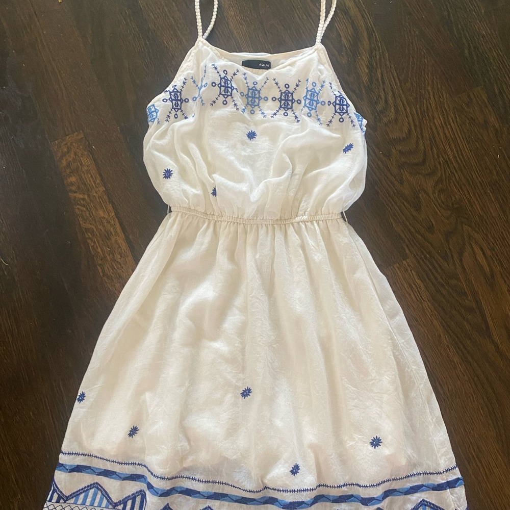 Bloomingdale’s AQUA brand skinny strap Sun dress.